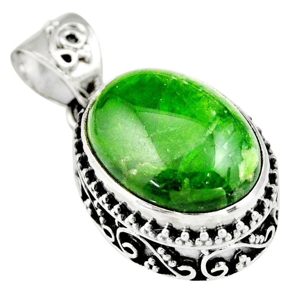 9.72cts natural green chrome diopside 925 sterling silver pendant jewelry r19024