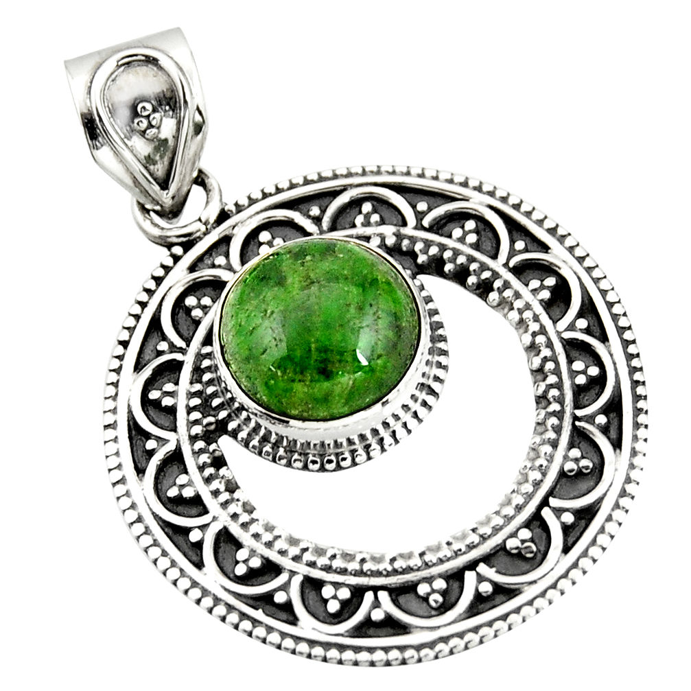 5.75cts natural green chrome diopside 925 sterling silver pendant jewelry r20281