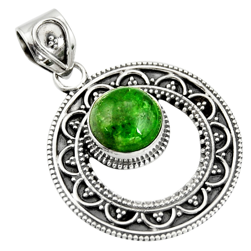 5.75cts natural green chrome diopside 925 sterling silver pendant jewelry r20282