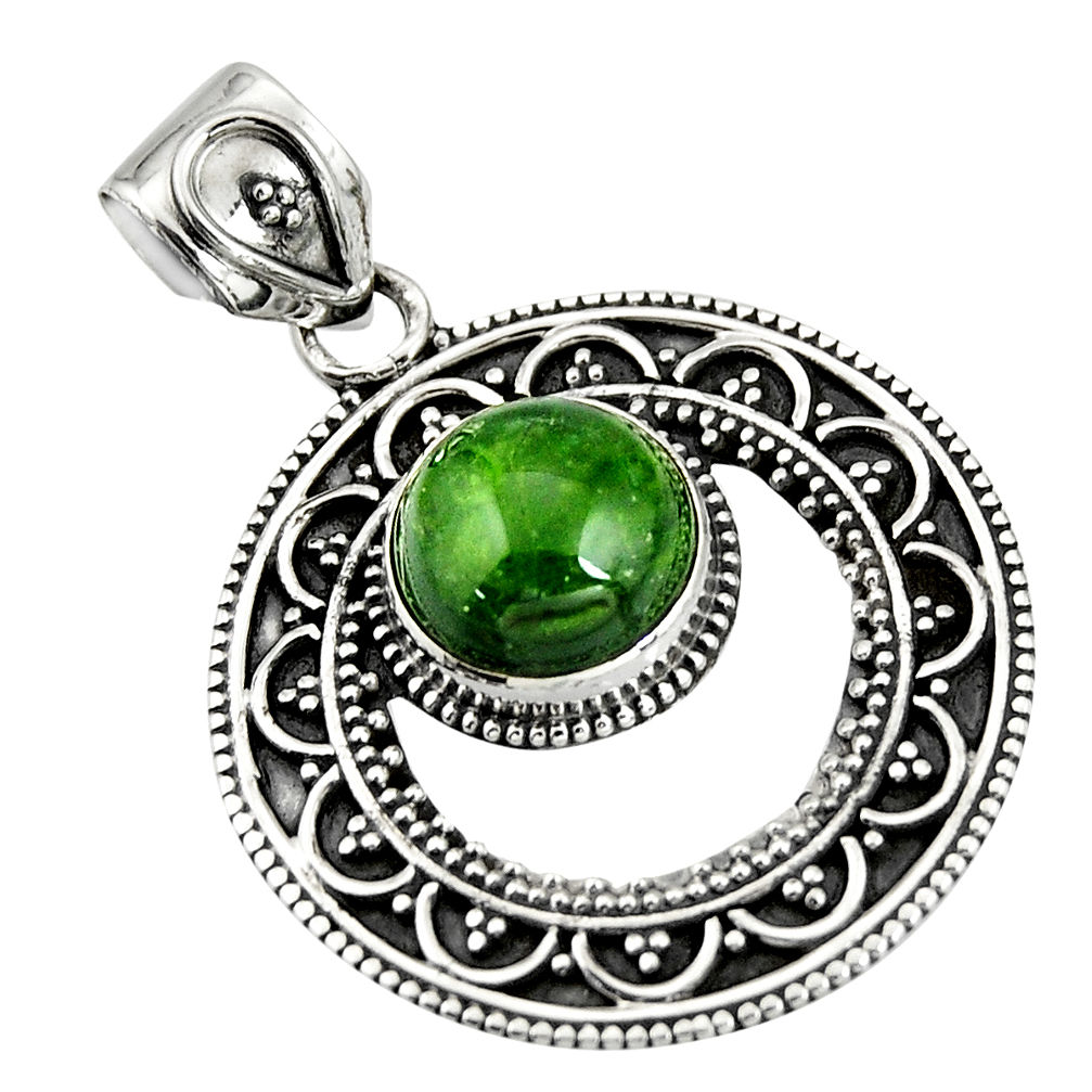 5.73cts natural green chrome diopside 925 sterling silver pendant jewelry r20283