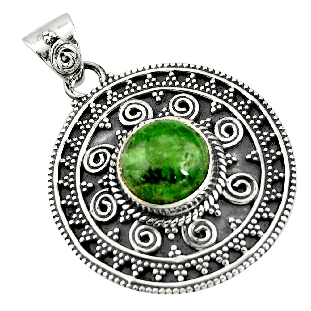 5.51cts natural green chrome diopside 925 sterling silver pendant jewelry r20287