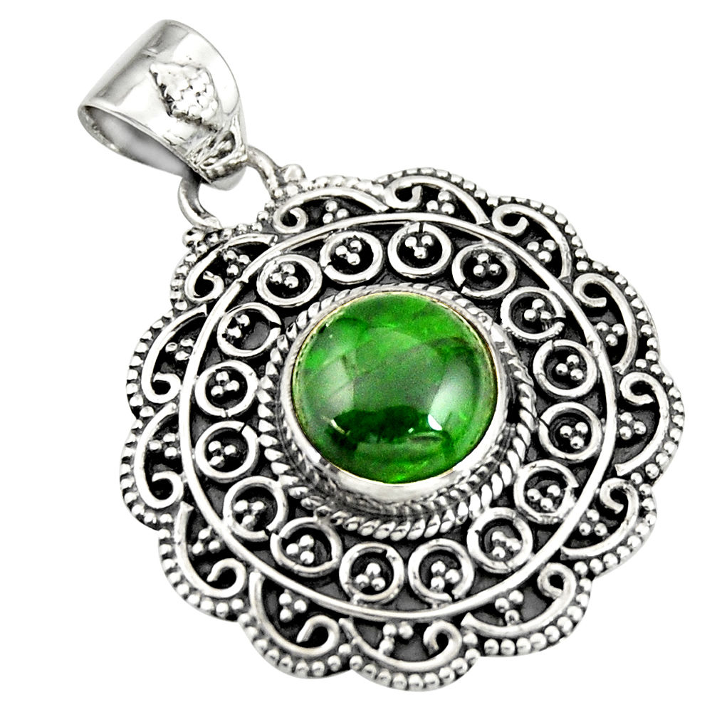 5.01cts natural green chrome diopside 925 sterling silver pendant jewelry r20290