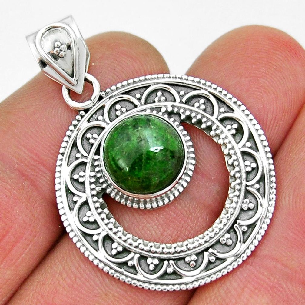 5.74cts natural green chrome diopside 925 sterling silver pendant jewelry y6361