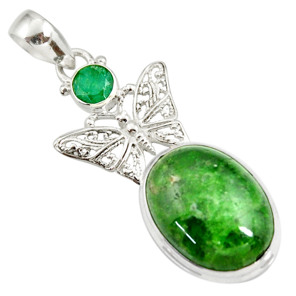  green chrome diopside oval 925 silver butterfly pendant d42552
