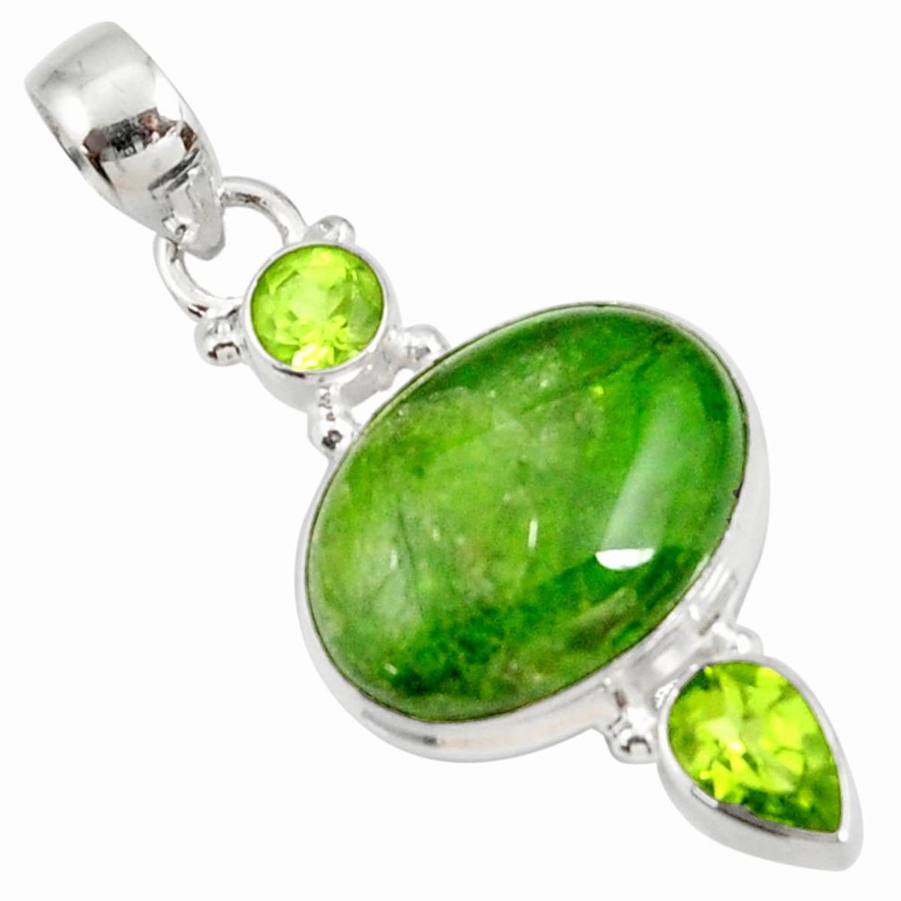  green chrome diopside oval peridot 925 silver pendant d42582