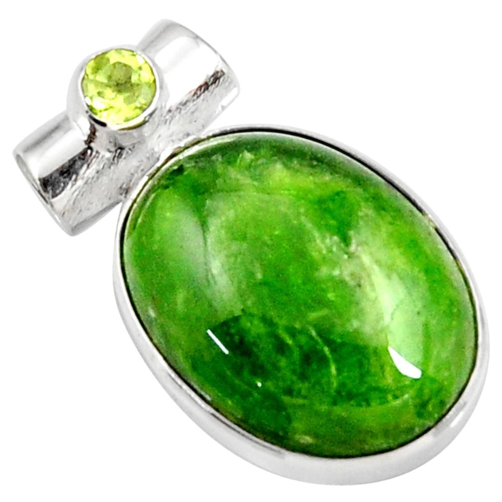  green chrome diopside oval peridot 925 silver pendant d42596
