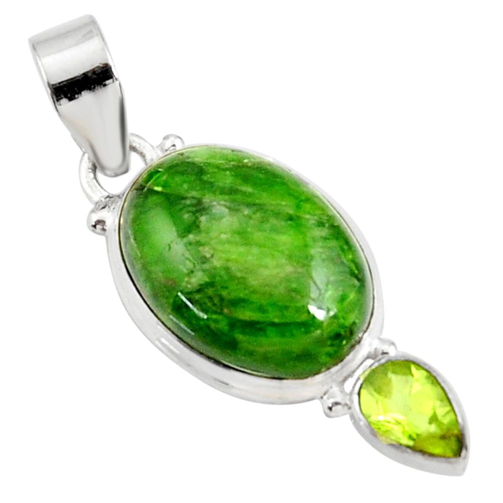15.08cts natural green chrome diopside oval peridot 925 silver pendant d42606