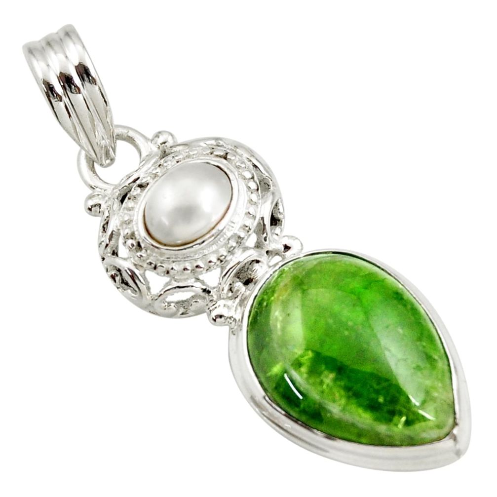  green chrome diopside pearl 925 sterling silver pendant d42004