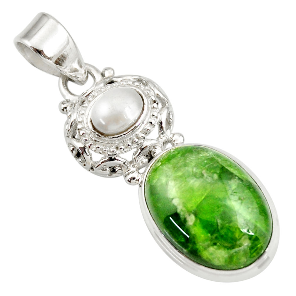  green chrome diopside pearl 925 sterling silver pendant d42008