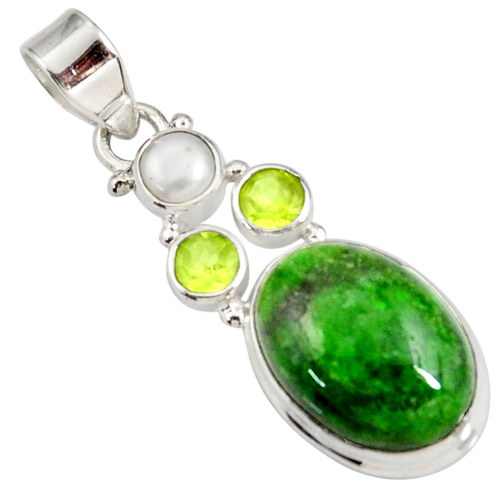  green chrome diopside peridot pearl 925 silver pendant d42570