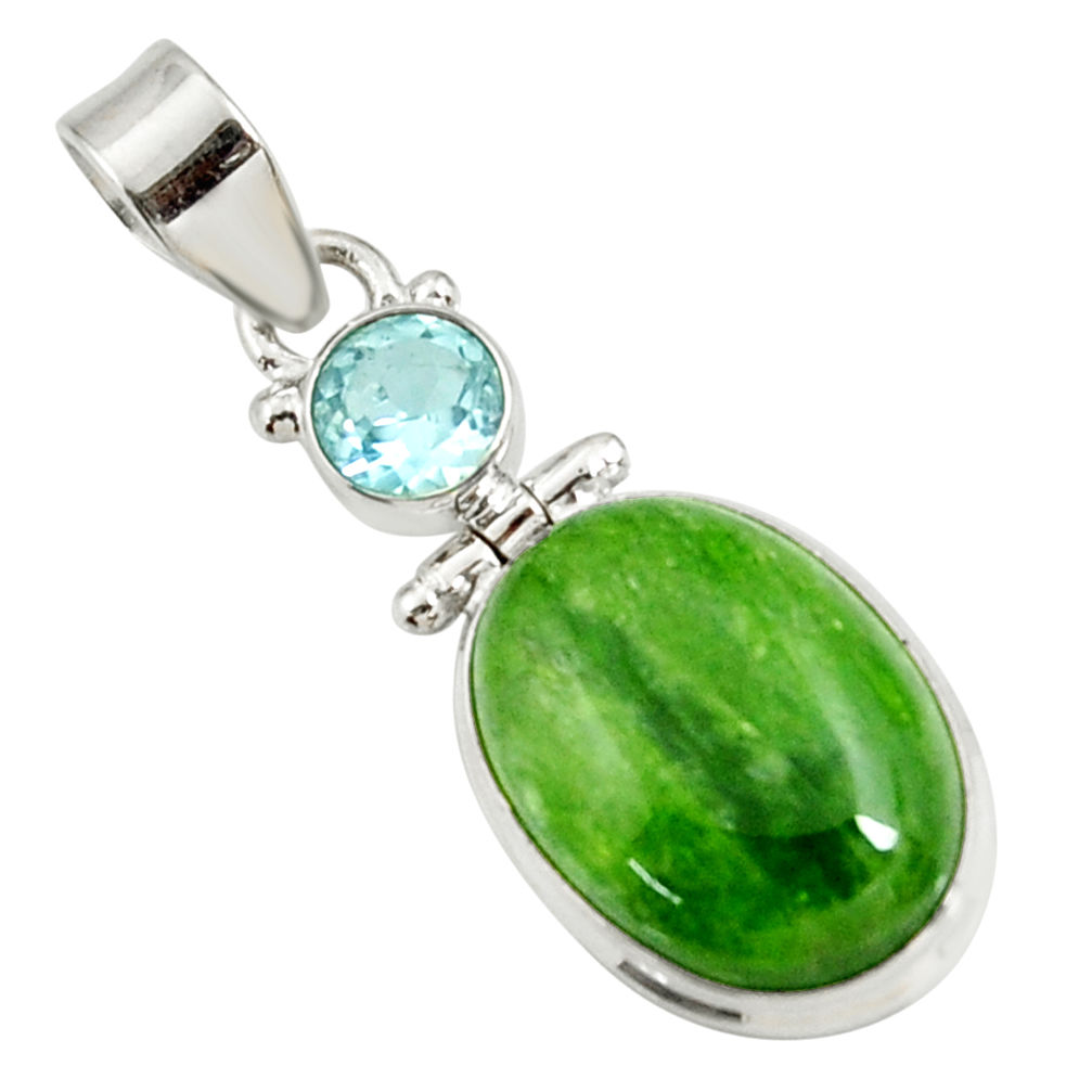 14.68cts natural green chrome diopside topaz 925 sterling silver pendant d42622
