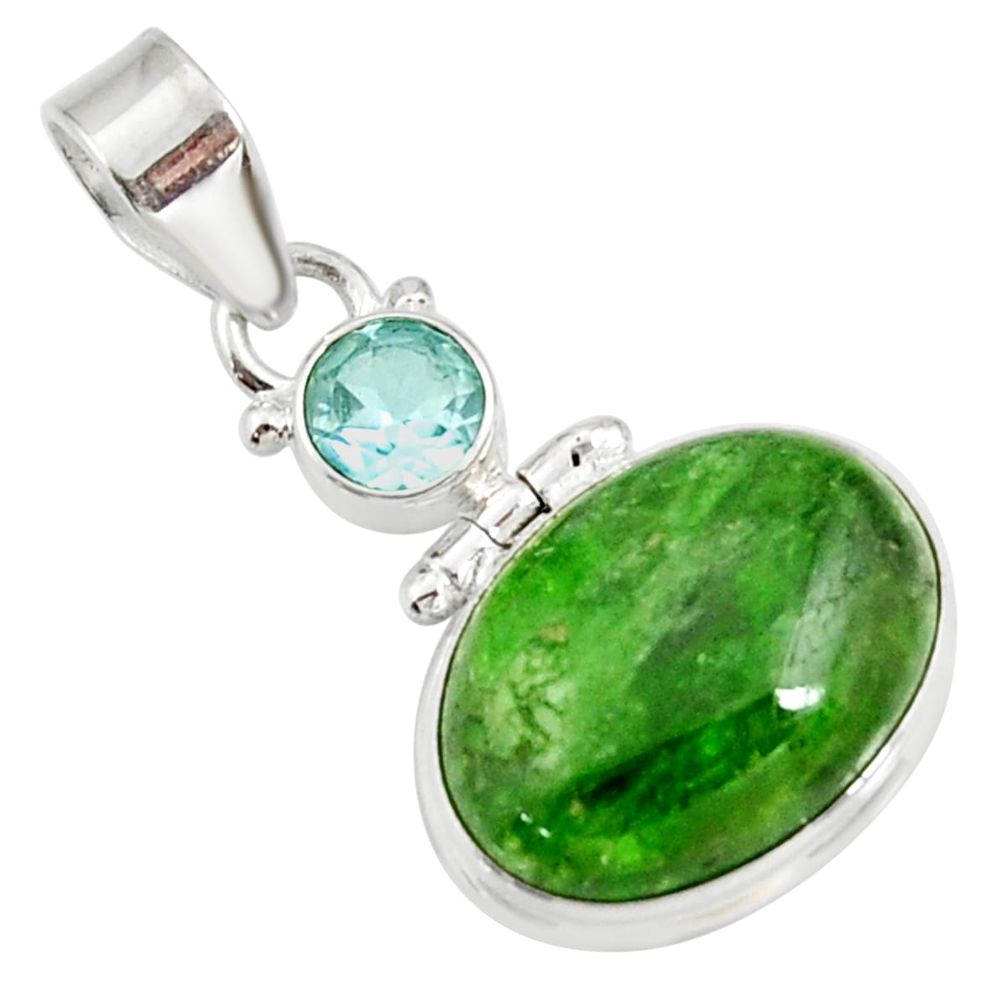 14.52cts natural green chrome diopside topaz 925 sterling silver pendant d42625