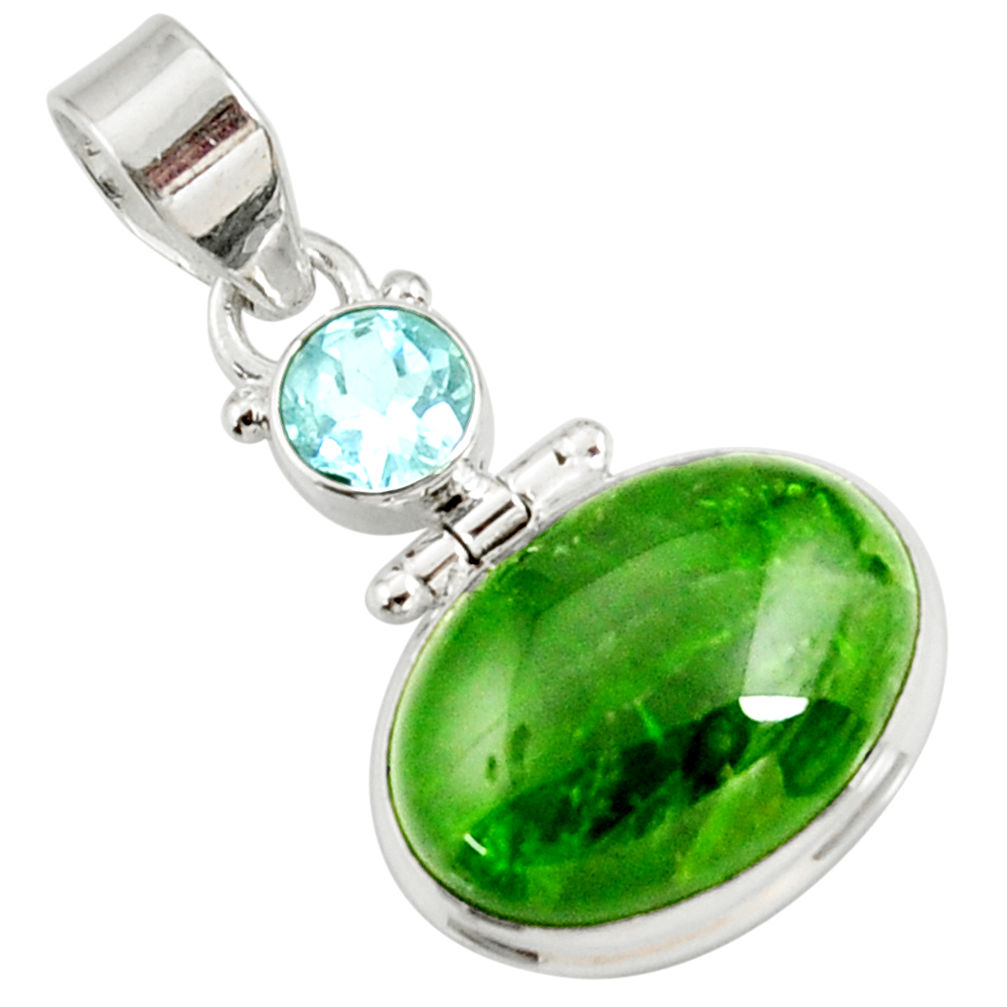 14.47cts natural green chrome diopside topaz 925 sterling silver pendant d42634