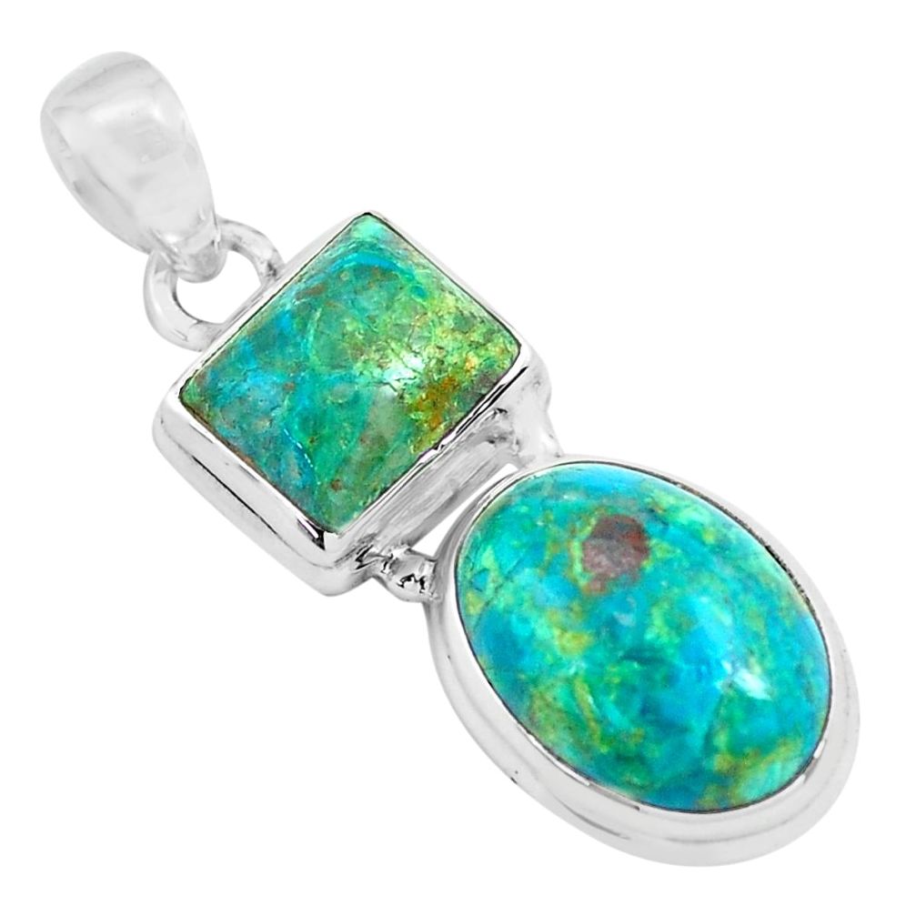 16.20cts natural green chrysocolla 925 sterling silver pendant jewelry p70565