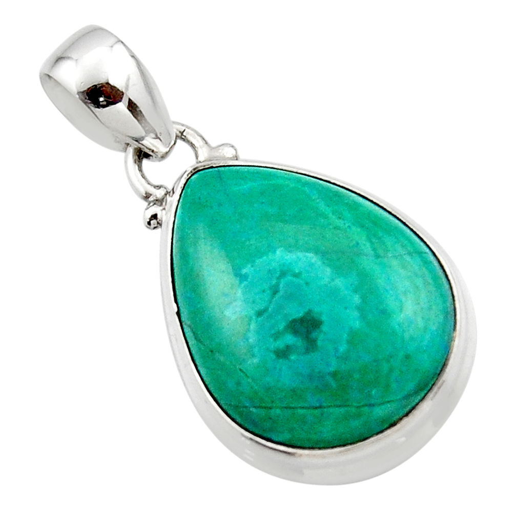 13.60cts natural green chrysocolla 925 sterling silver pendant jewelry r46562