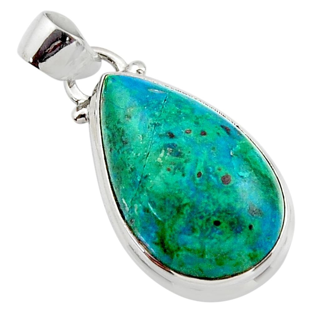 15.18cts natural green chrysocolla 925 sterling silver pendant jewelry r46567