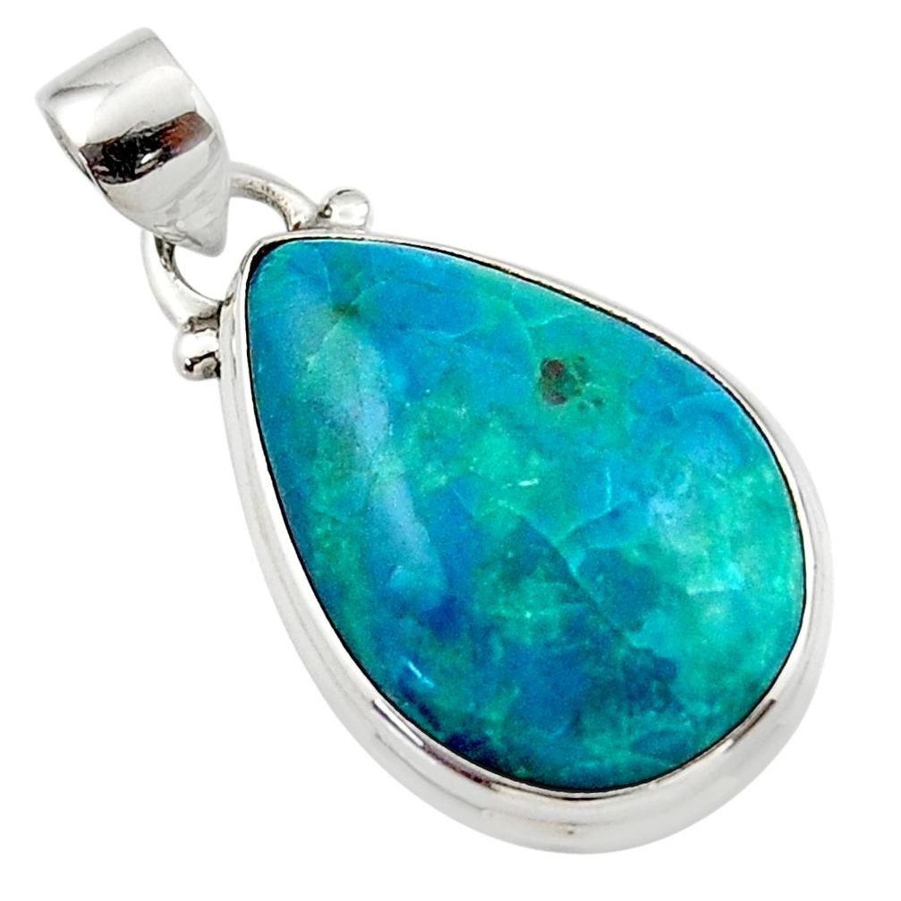 12.18cts natural green chrysocolla 925 sterling silver pendant jewelry r46569