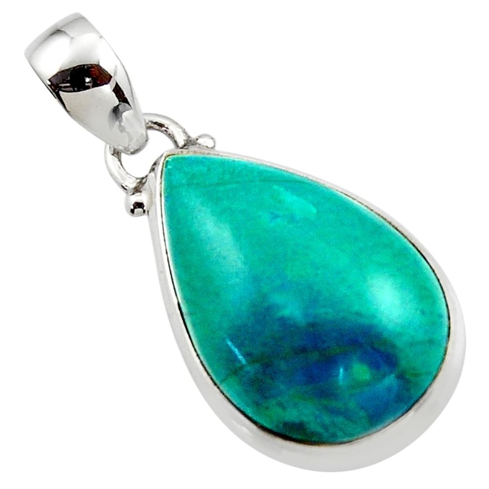 14.35cts natural green chrysocolla 925 sterling silver pendant jewelry r46574