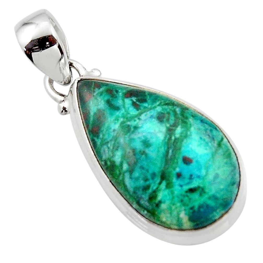 13.73cts natural green chrysocolla 925 sterling silver pendant jewelry r46575