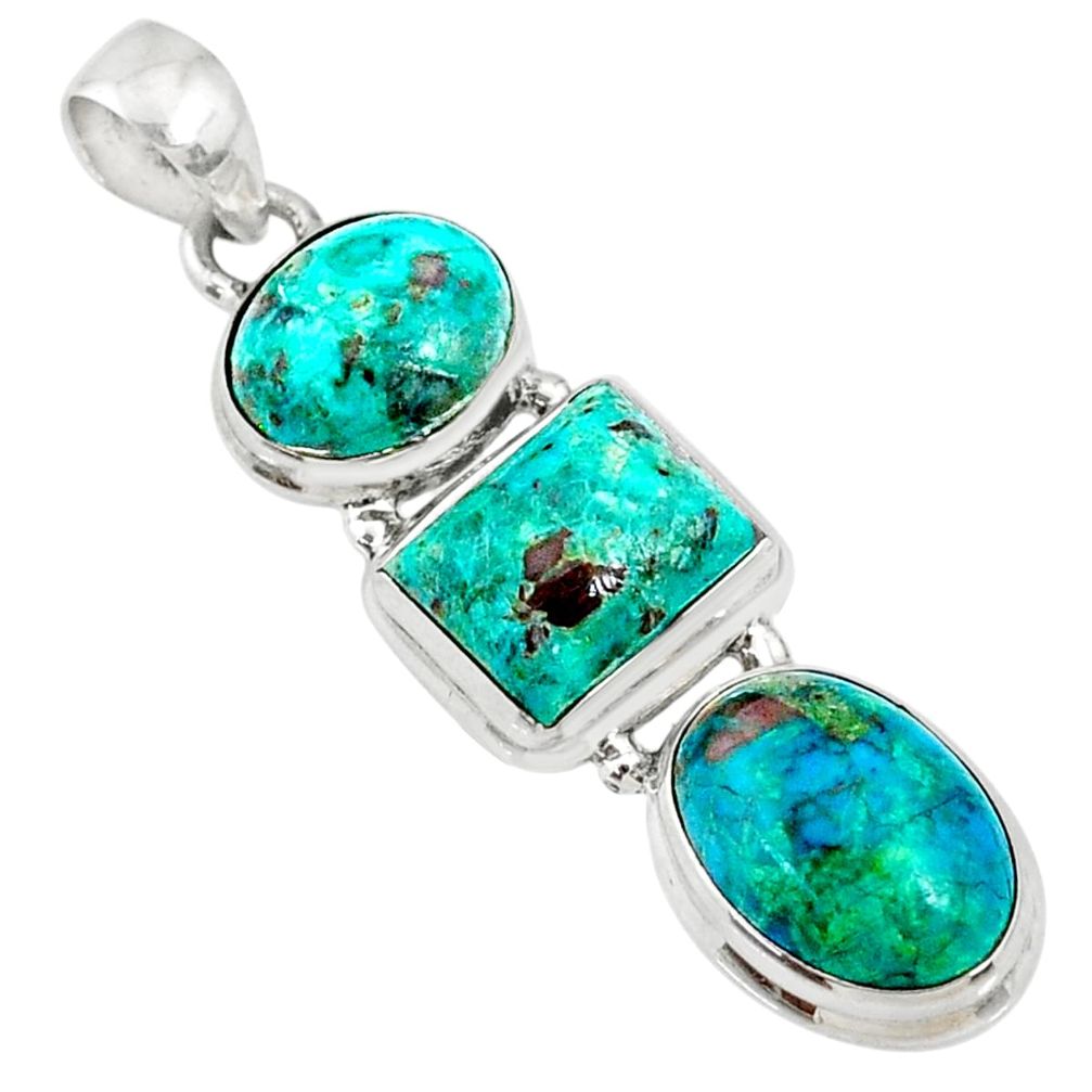 18.70cts natural green chrysocolla 925 sterling silver pendant jewelry r72961