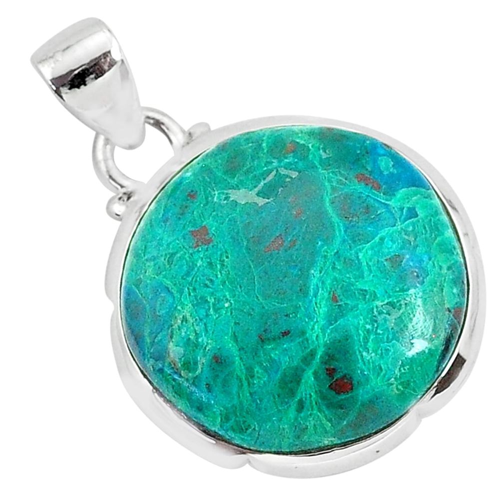 14.25cts natural green chrysocolla 925 sterling silver pendant jewelry r94378