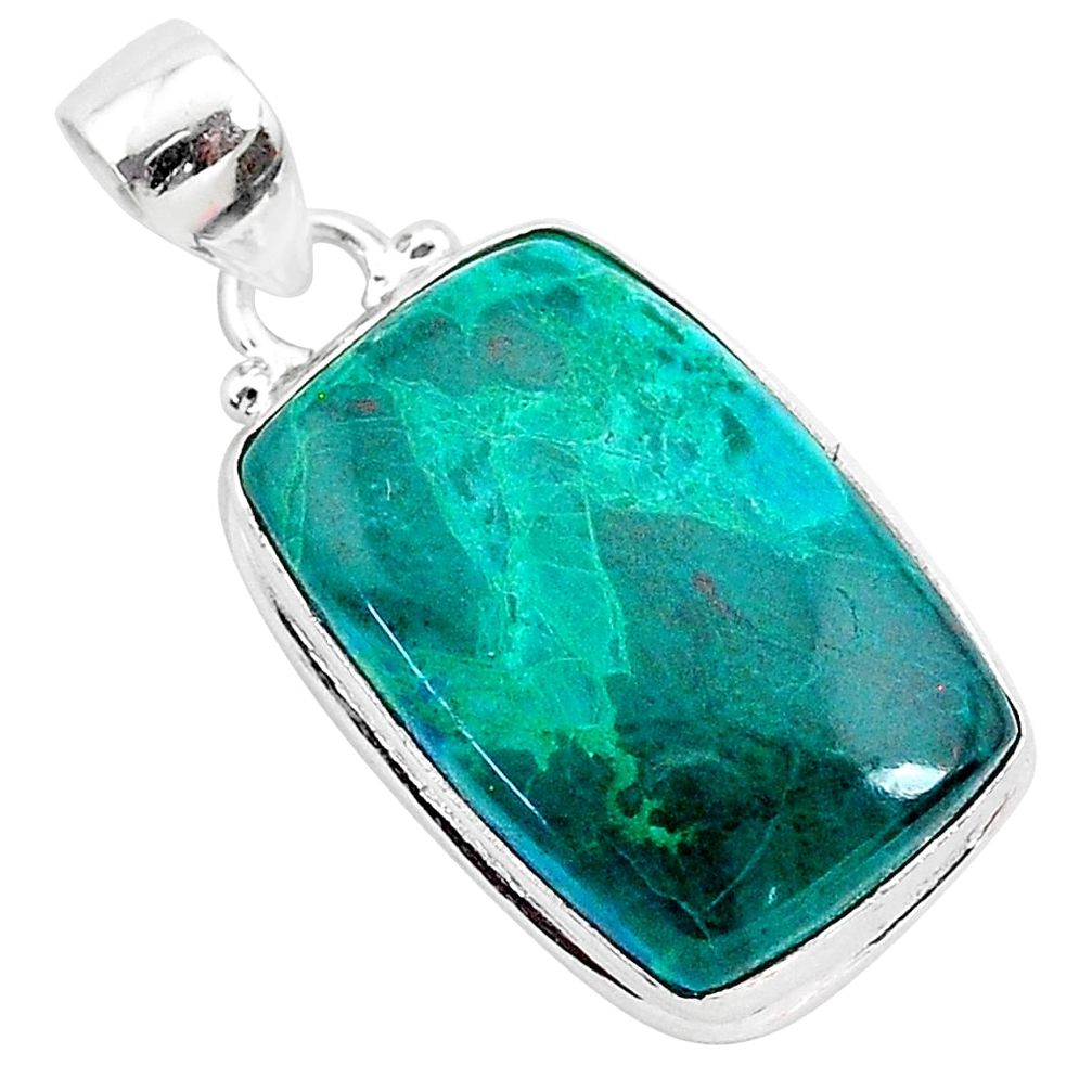 16.20cts natural green chrysocolla 925 sterling silver pendant jewelry r94894