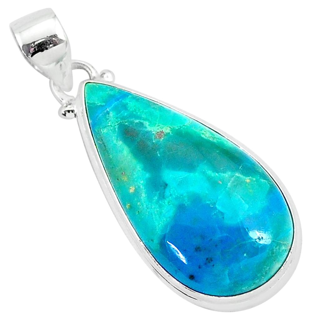 15.08cts natural green chrysocolla 925 sterling silver pendant jewelry r94895