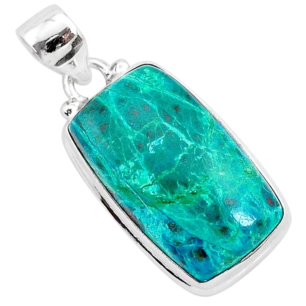 17.22cts natural green chrysocolla 925 sterling silver pendant jewelry r94898