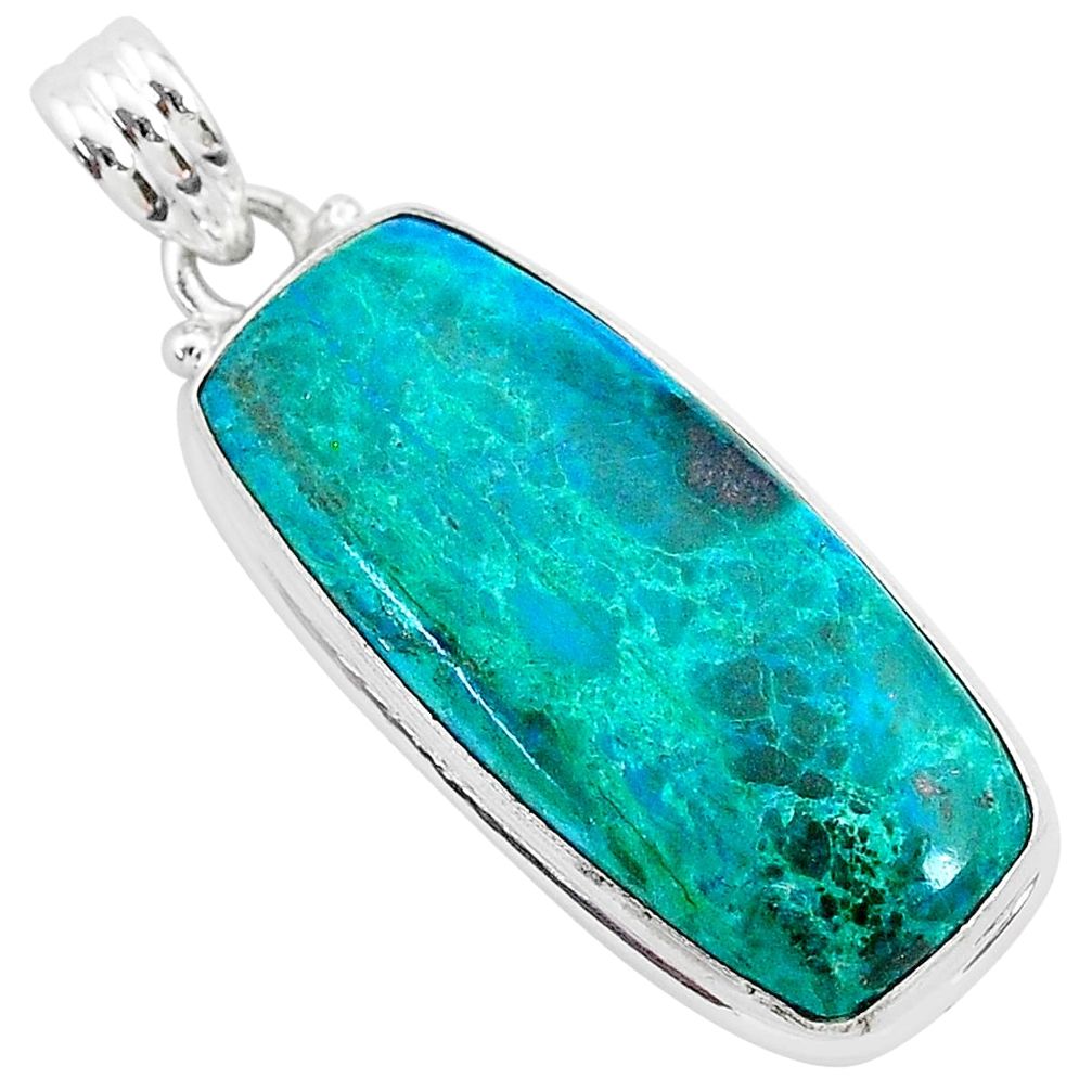 17.55cts natural green chrysocolla 925 sterling silver pendant jewelry r94900