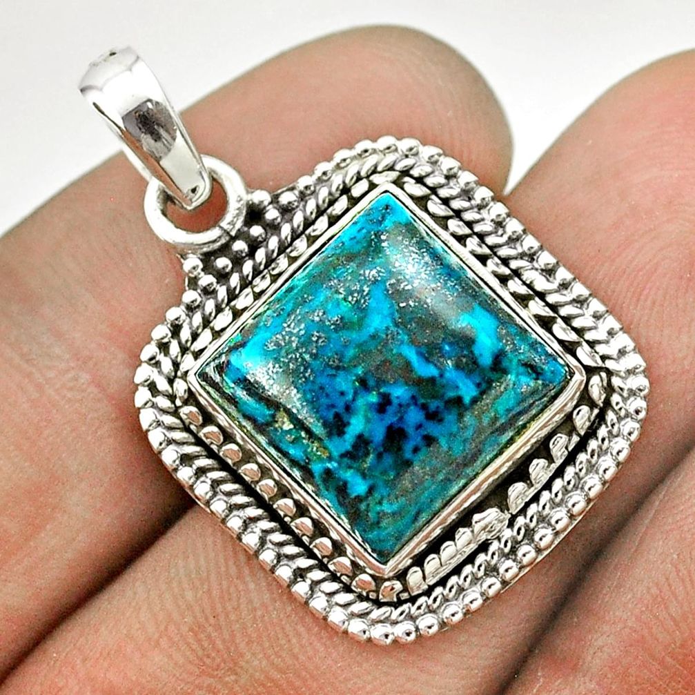11.25cts natural green chrysocolla 925 sterling silver pendant jewelry t53127