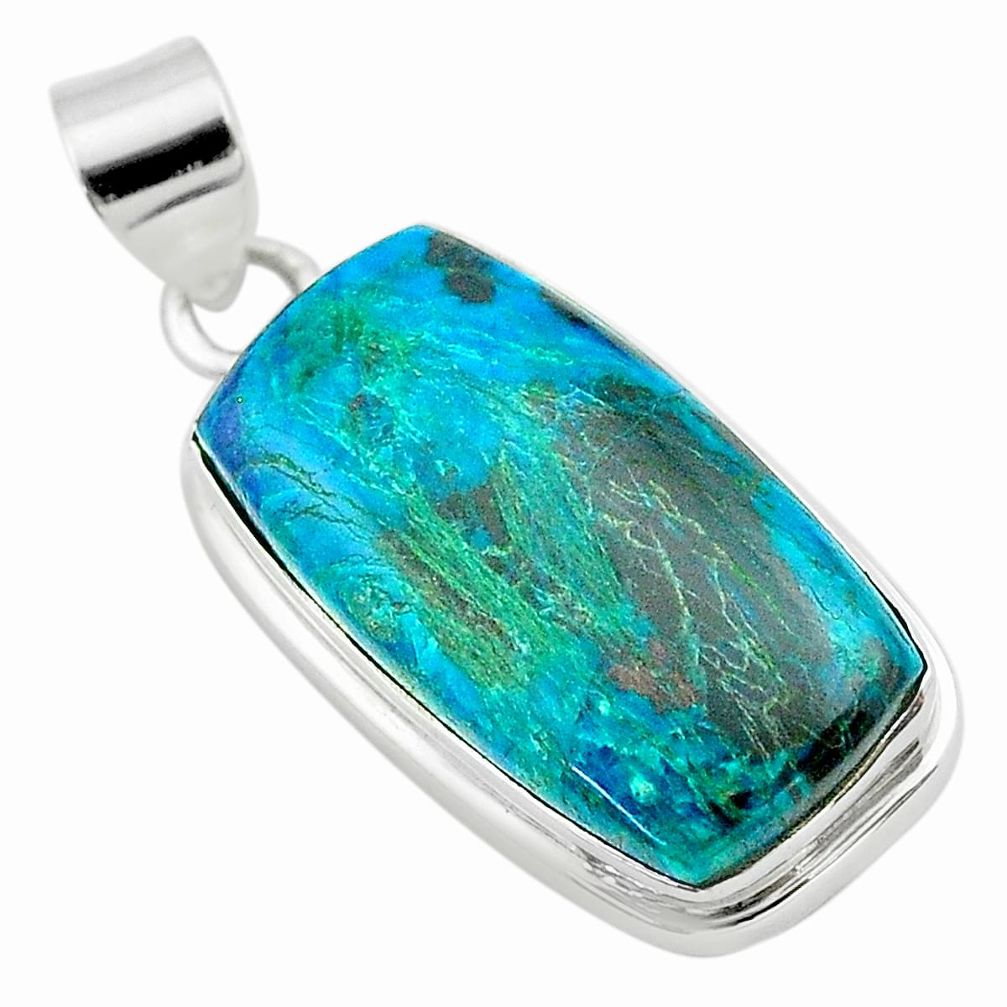 19.23cts natural green chrysocolla 925 sterling silver pendant jewelry t53844