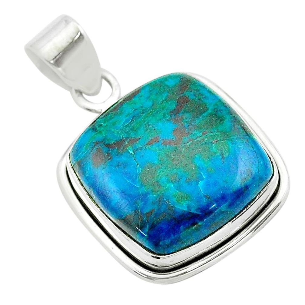 18.68cts natural green chrysocolla 925 sterling silver pendant jewelry t53855