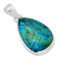10.70cts natural green chrysocolla pear sterling silver pendant jewelry y79471