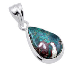 9.29cts natural green chrysocolla shungite 925 sterling silver pendant n45257