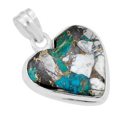 14.95cts natural green chrysocolla shungite heart sterling silver pendant y25334