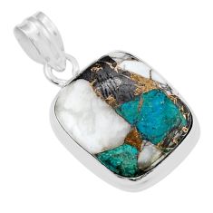 13.97cts natural green chrysocolla shungite howlite 925 silver pendant y25360