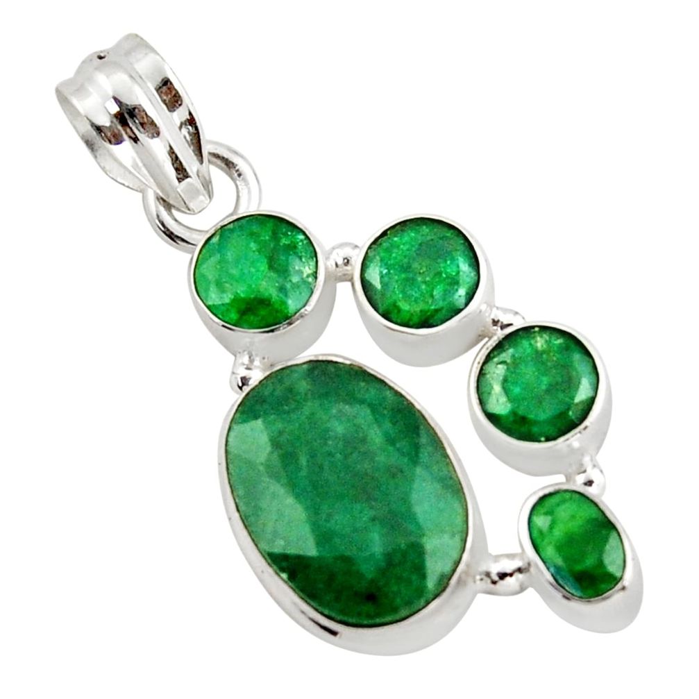 10.35cts natural green emerald 925 sterling silver pendant jewelry r43064