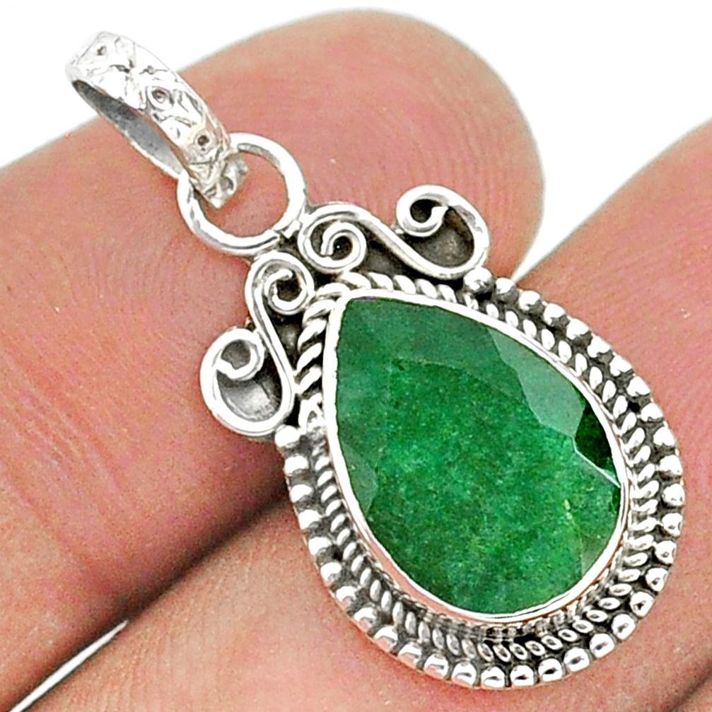 4.24cts natural green emerald 925 sterling silver pendant jewelry t35811