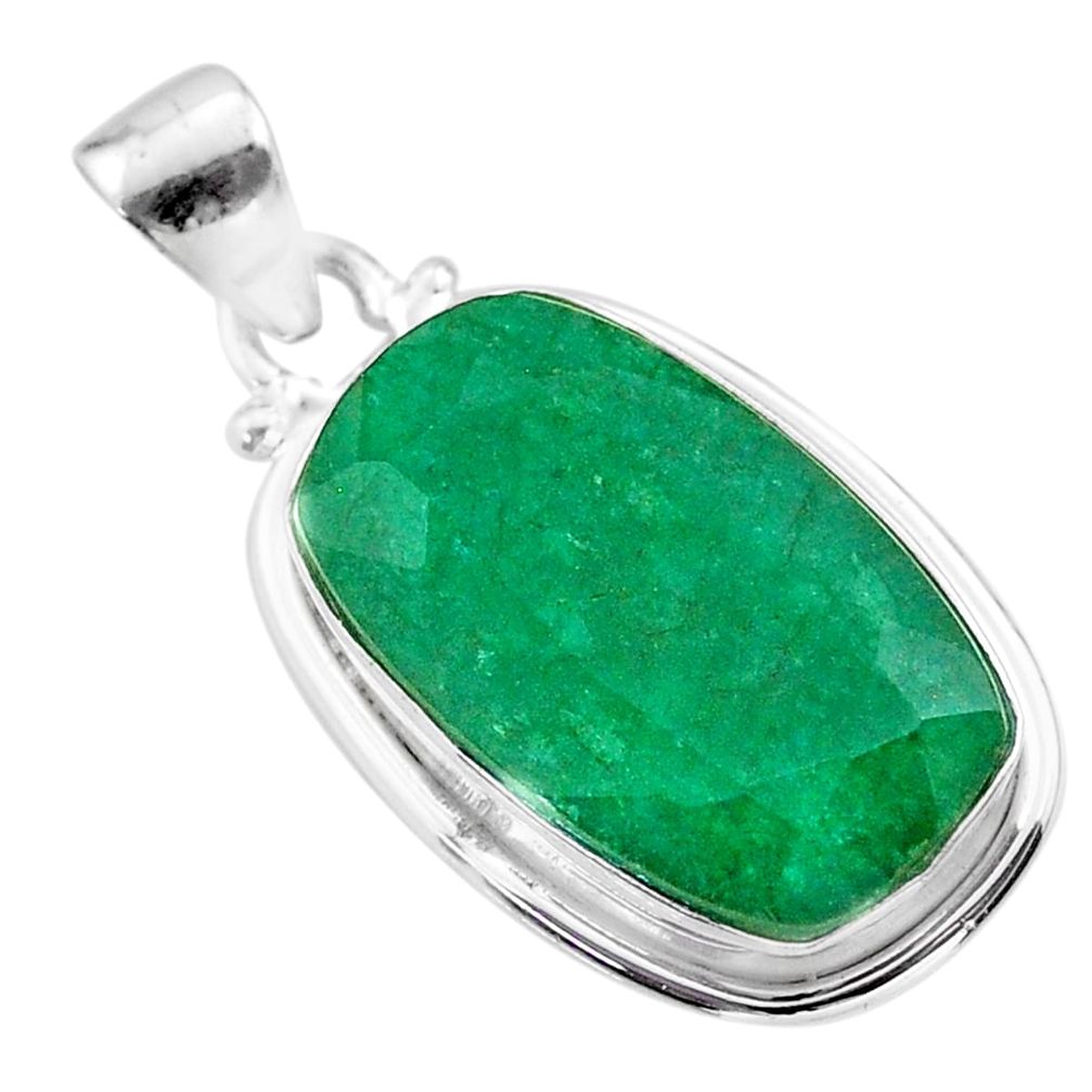14.23cts natural green emerald 925 sterling silver pendant jewelry t47205