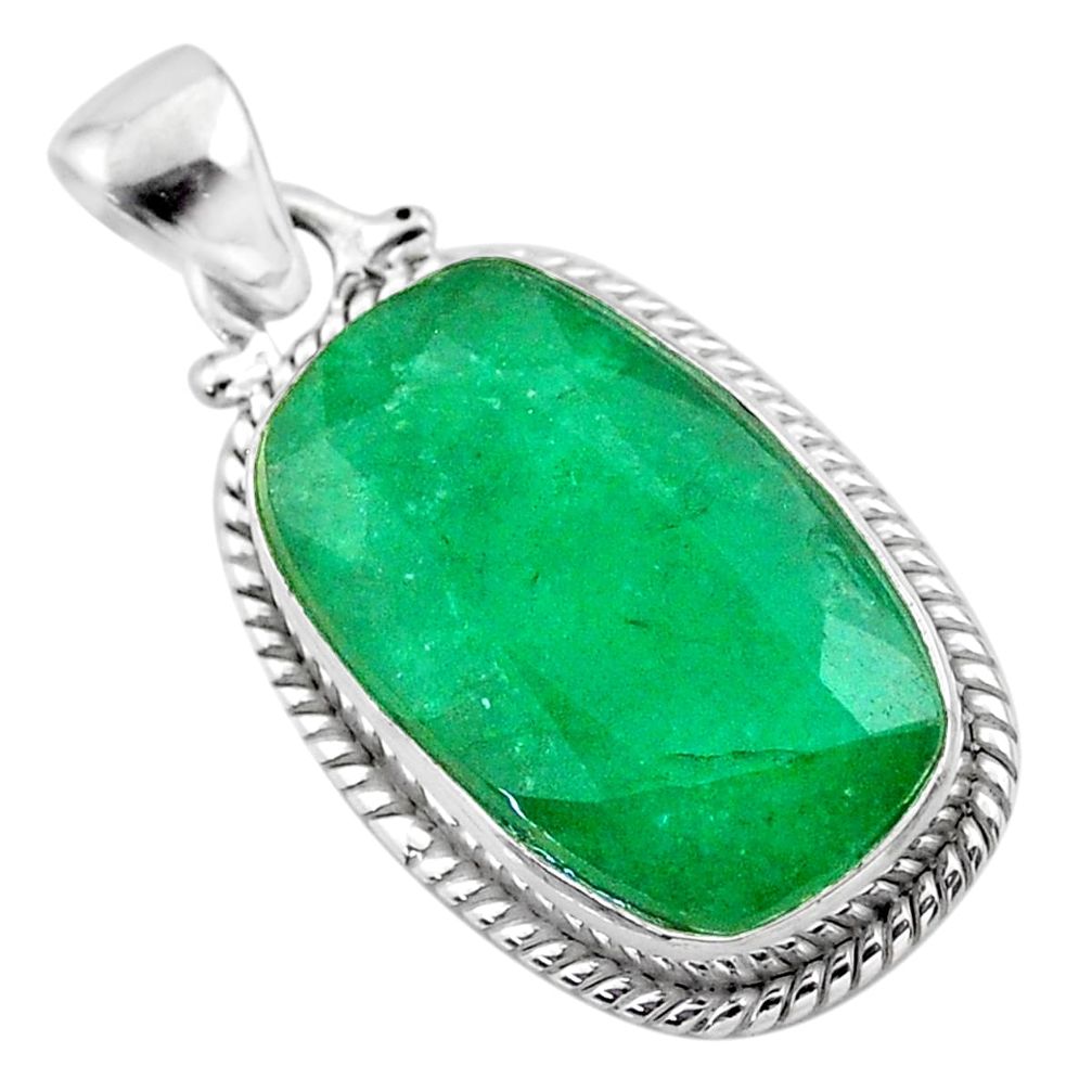 14.20cts natural green emerald 925 sterling silver pendant jewelry t47211