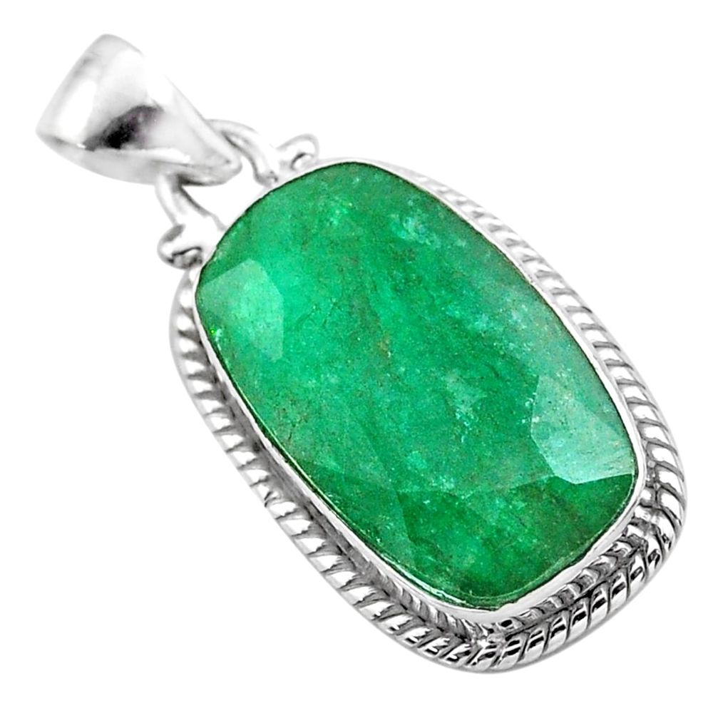 14.52cts natural green emerald 925 sterling silver pendant jewelry t47220