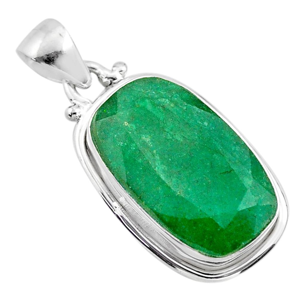 15.08cts natural green emerald 925 silver handmade pendant jewelry t47222