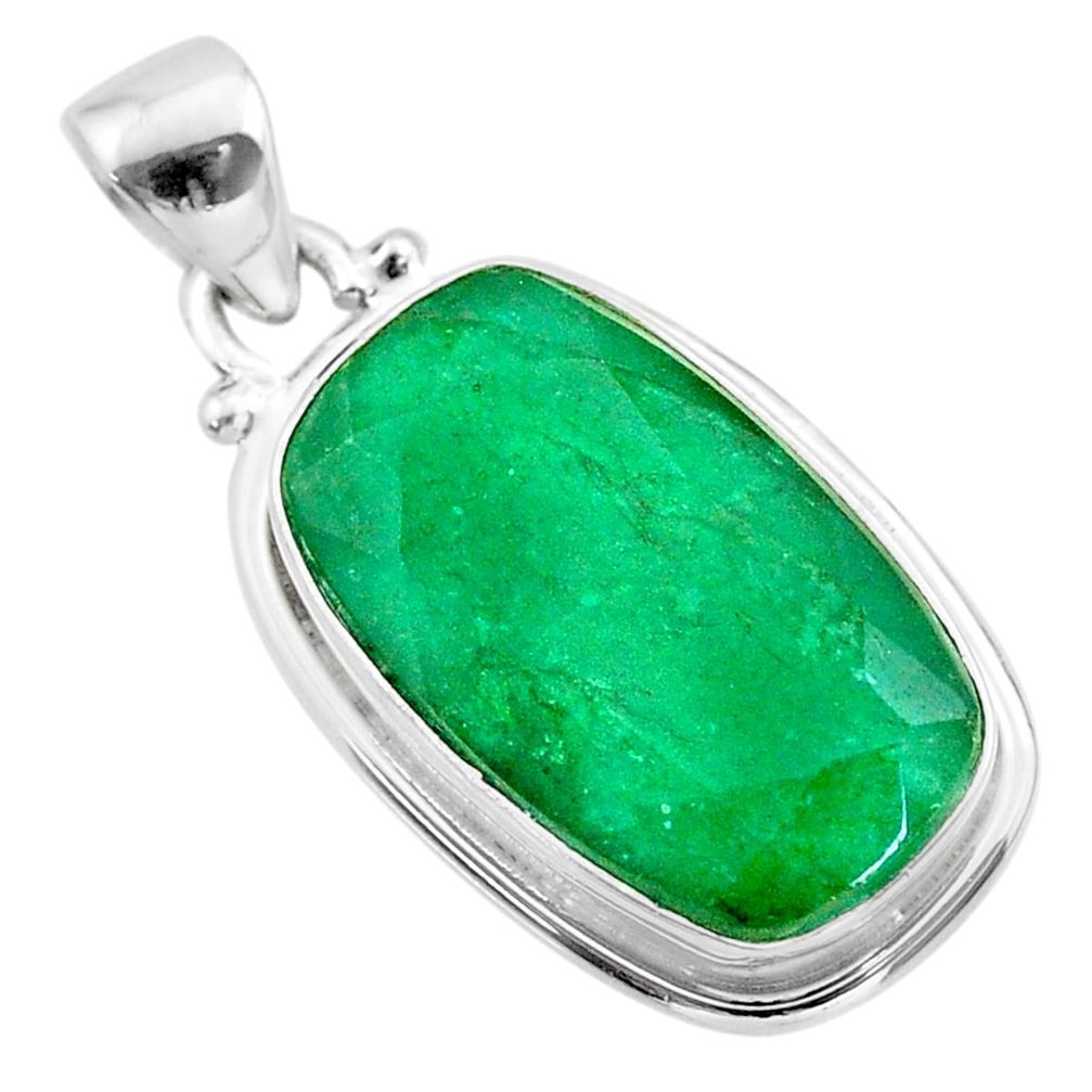 15.08cts natural green emerald 925 sterling silver pendant jewelry t47237