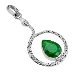 6.04cts natural green emerald 925 sterling silver snake pendant jewelry y80211