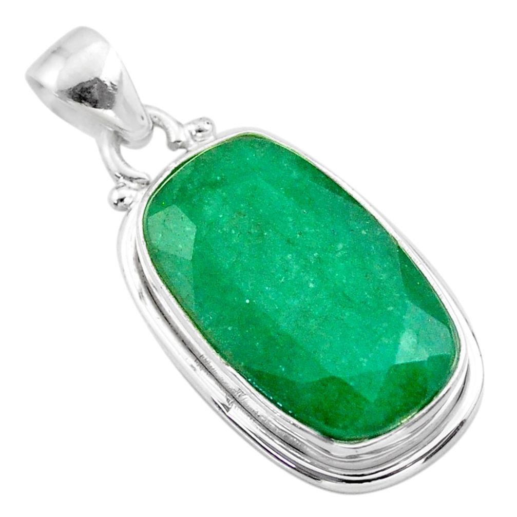 15.18cts natural green emerald octagan 925 sterling silver pendant t47223