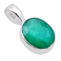 4.16cts natural green emerald oval 925 sterling silver pendant jewelry n53081