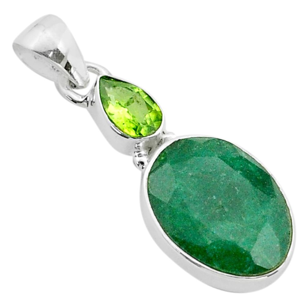 10.30cts natural green emerald peridot 925 sterling silver pendant t65256