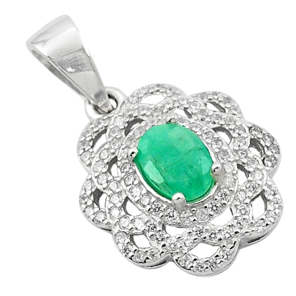 3.47cts natural green emerald topaz 925 sterling silver pendant jewelry c18117