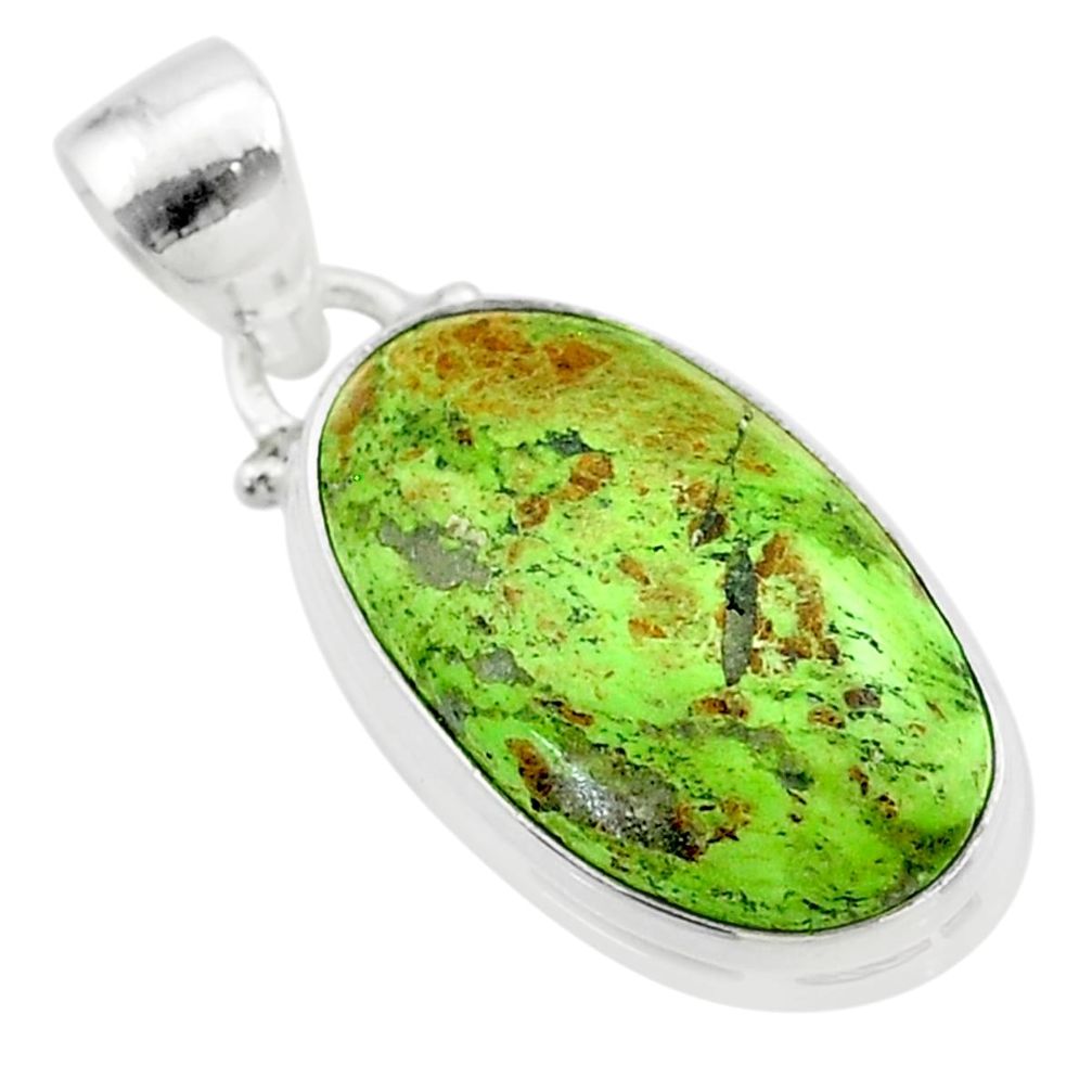 10.78cts natural green gaspeite 925 sterling silver pendant jewelry t54721