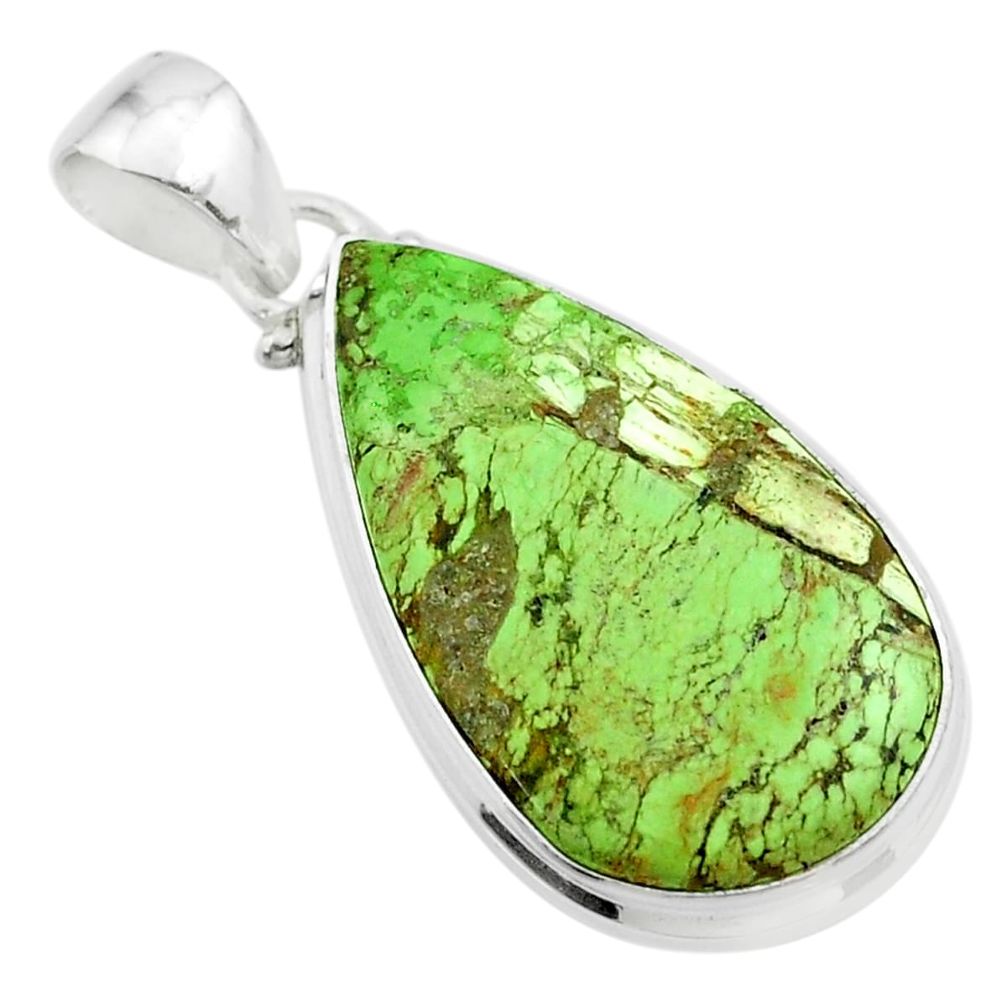 15.08cts natural green gaspeite 925 sterling silver pendant jewelry t54725